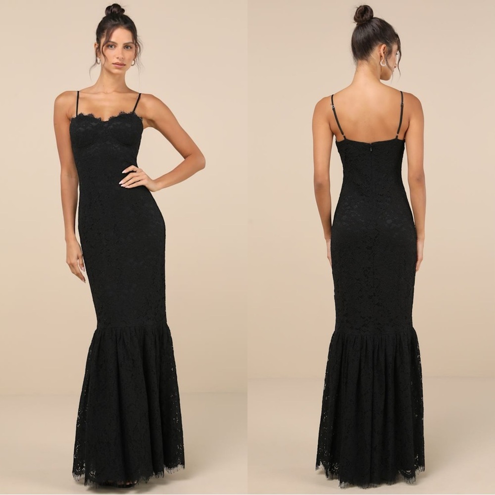 Lulu's Black Lace Mermaid Maxi Dress